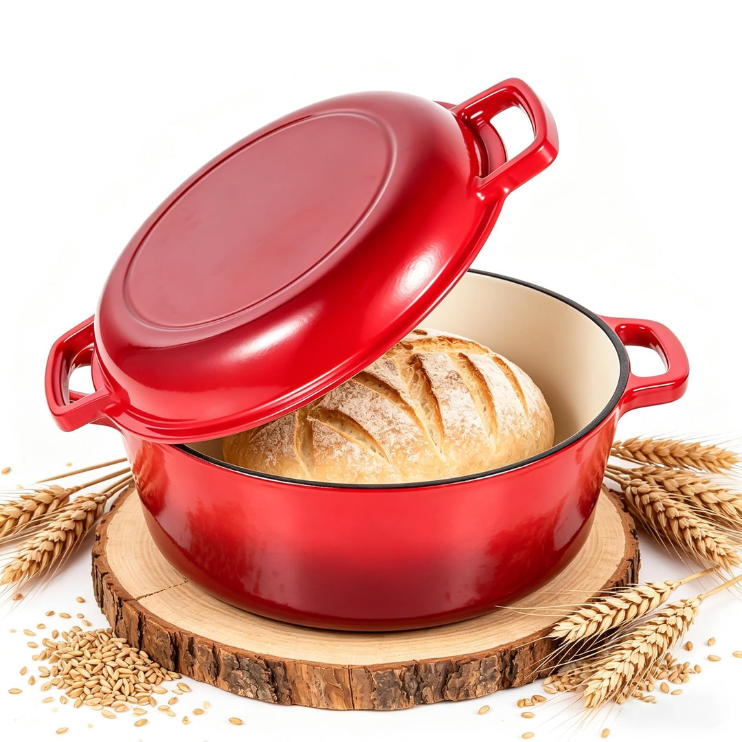 Gusseisen Topf Brot Backen Brotbackform 26cm 5.7L Schmortopf Emaille Gusseiserner mit Deckel | Gusse