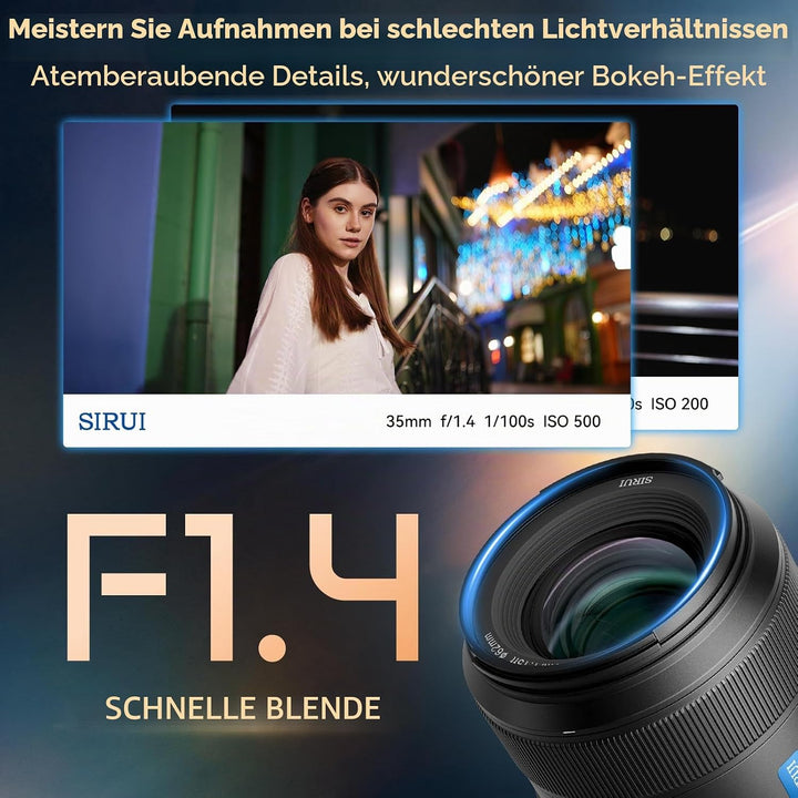 SIRUI Aurora 35mm F1.4 Full Frame Auto Focus Lens, Wide Angle Prime Lens for E Mount Cameras FX3, FX