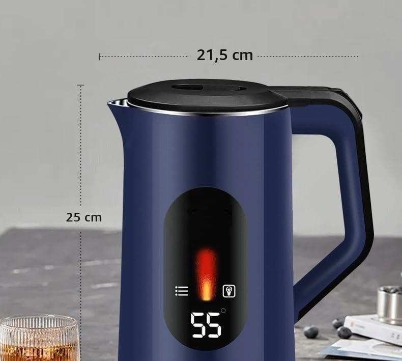 Wasserkocher 3 L, Edelstahl Elektrische Digitale Anzeige Grosse Teekocher 1500 W, Digitalanzeige Ket