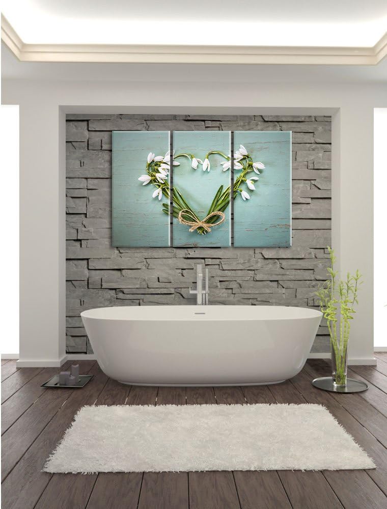 Pixxprint Herz aus Blumen 3-Teiler Leinwandbild 120x80 Bild auf Leinwand