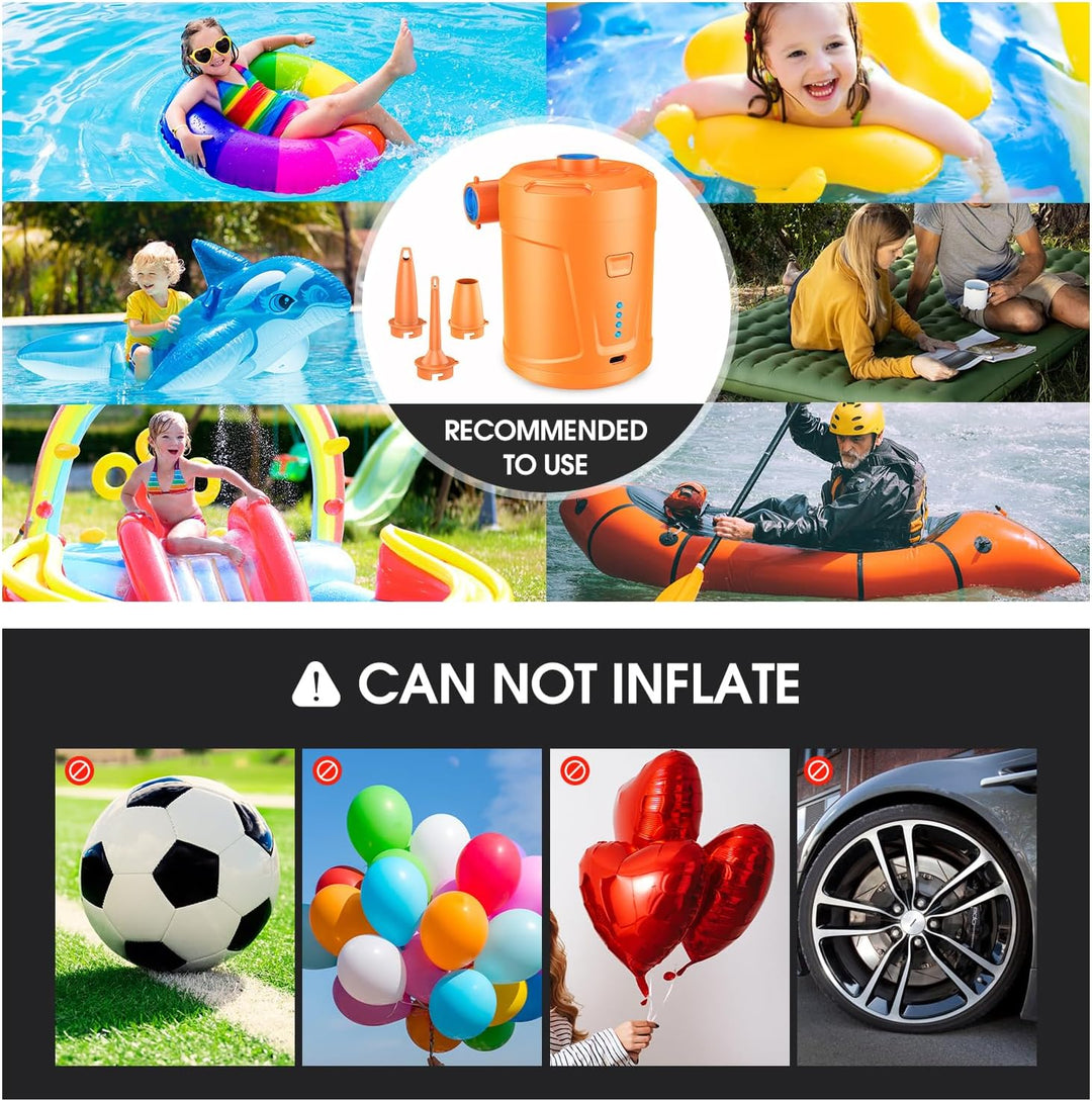 Elektrische Luftpumpe,5200mAh Wiederaufladbare Akku Luftpumpe Planschbecken Pool Kinder,Mini Luftpum
