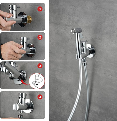 Bidet Handbrause Kalt und warm Toilette Bad Bidet für Bidet Armaturen WC mit G1/2" Ventil Toilette A