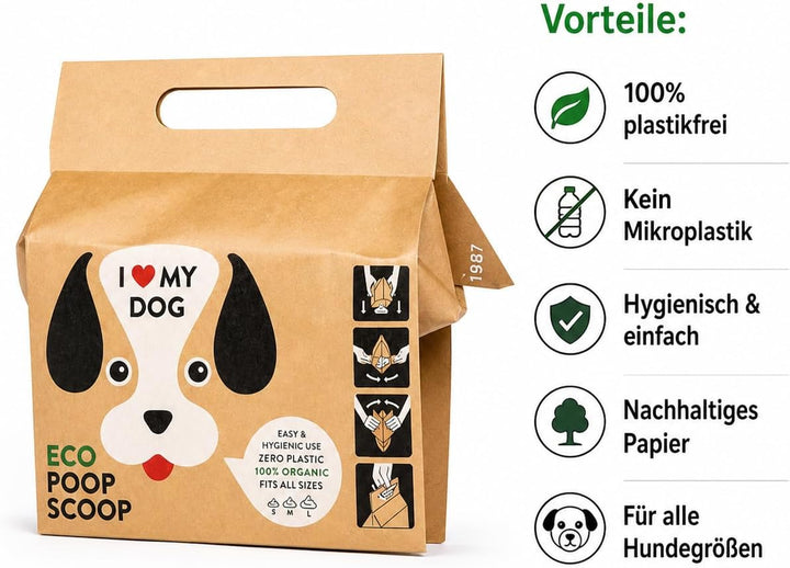 EcoPoopScoop Ökologische Hundekotbeutel aus Papier und Pappe - 360 STK.- 100% biologisch abbaubar -