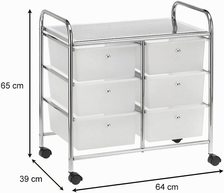 IDIMEX Badregal Rollwagen Rollcontainer GINA, mit 6 transparenten Schubladen und Metallgestell verch