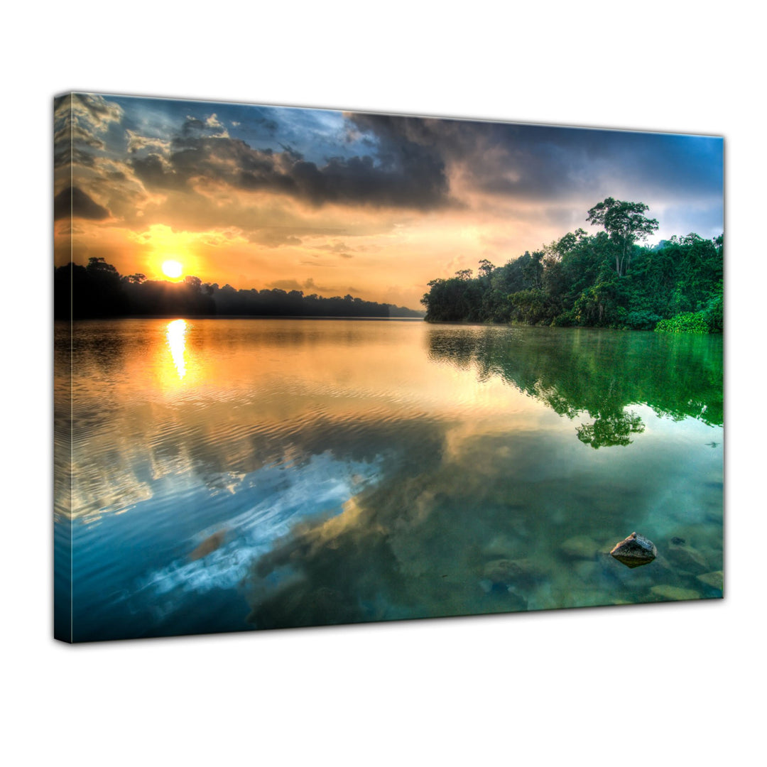 Bilderdepot24 Bild auf Leinwand | Morgenreflektion in 70x50 cm als Wandbild | Wand-deko Dekoration W