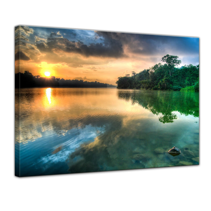 Bilderdepot24 Bild auf Leinwand | Morgenreflektion in 70x50 cm als Wandbild | Wand-deko Dekoration W