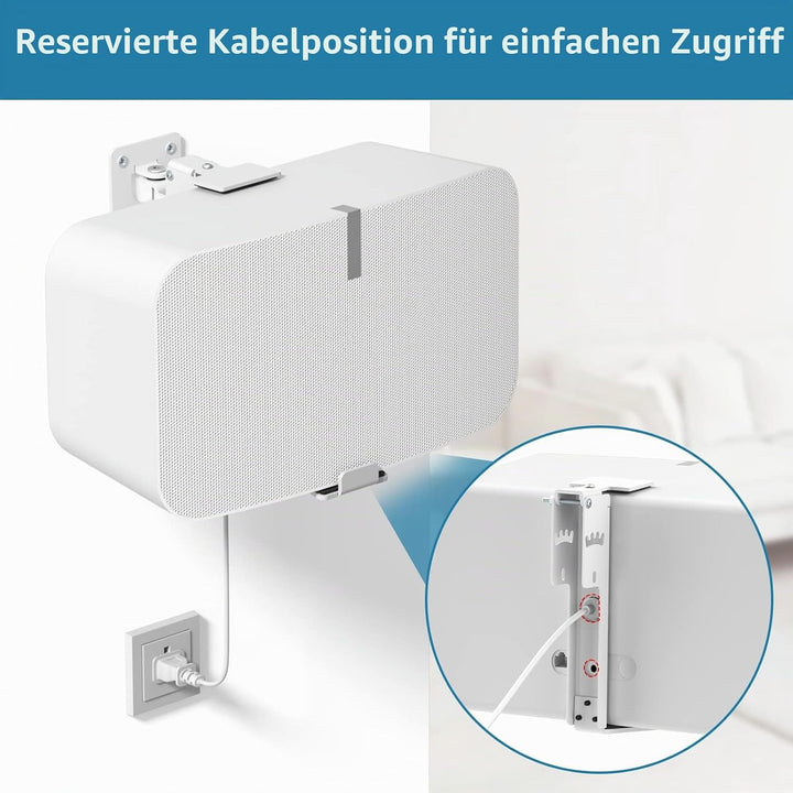 Yibracki Robuste Lautsprecherhalterung für Sonos Five & Play 5 Gen 2, weiss, unterstützt 15,9 kg Wei