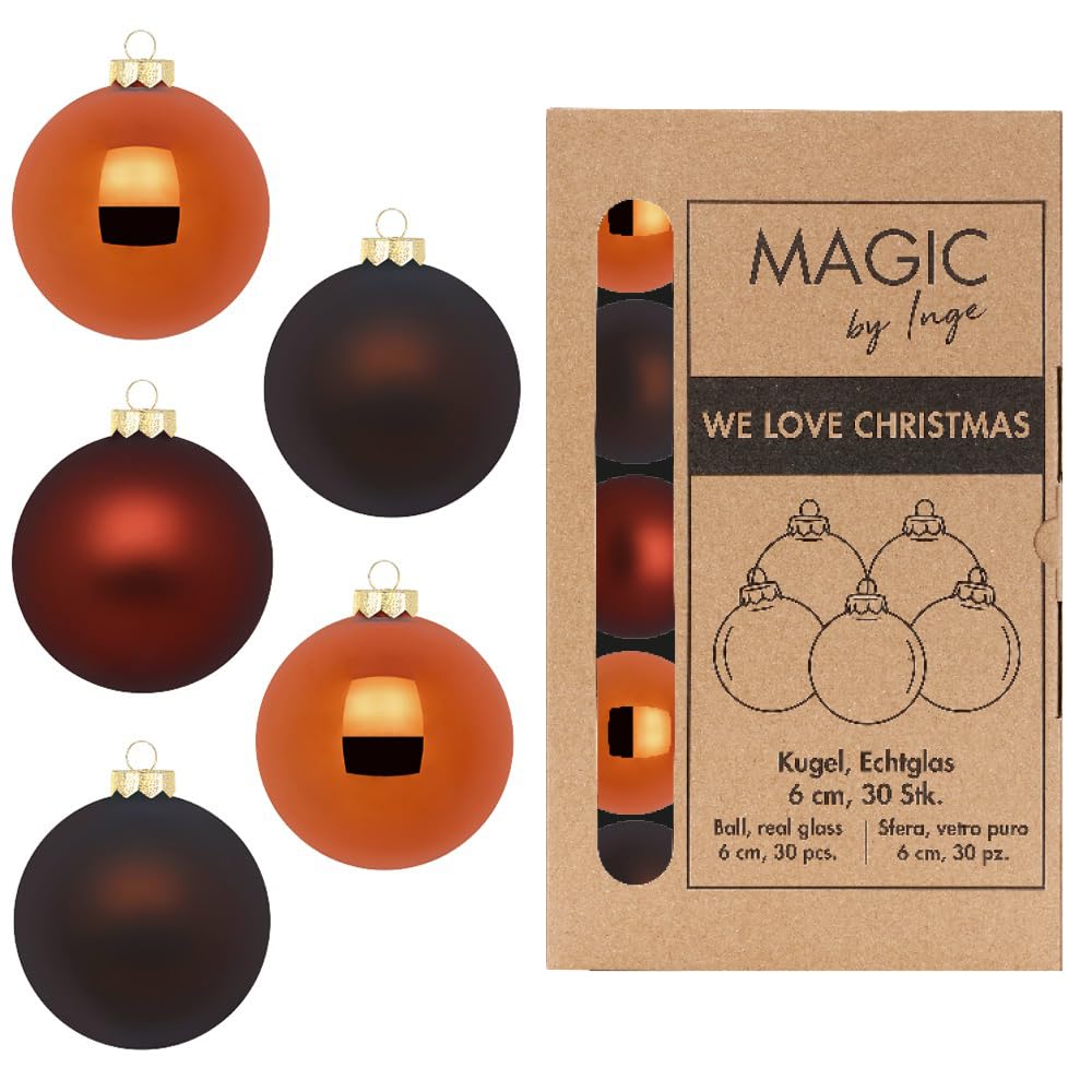 Kugel Shiny Chestnut - WE Love Christmas - Magic by Inge - 30 Stück / 6cm, Shiny Chestnut