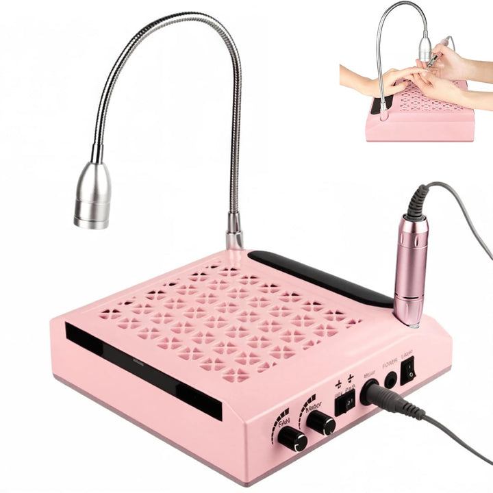 4-in-1-Nagelstaubabsaugung mit elektrischer Nagelfeile (30.000 U/min), 80W Nagelstaubabsaugung mit L