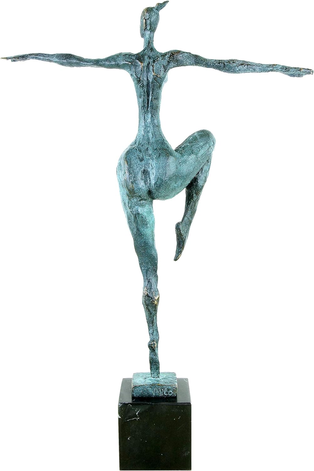 Moderne Bronzefigur auf Marmorsockel - Abstrakter Akt - signiert von Milo - Moderne Kunst Skulptur K