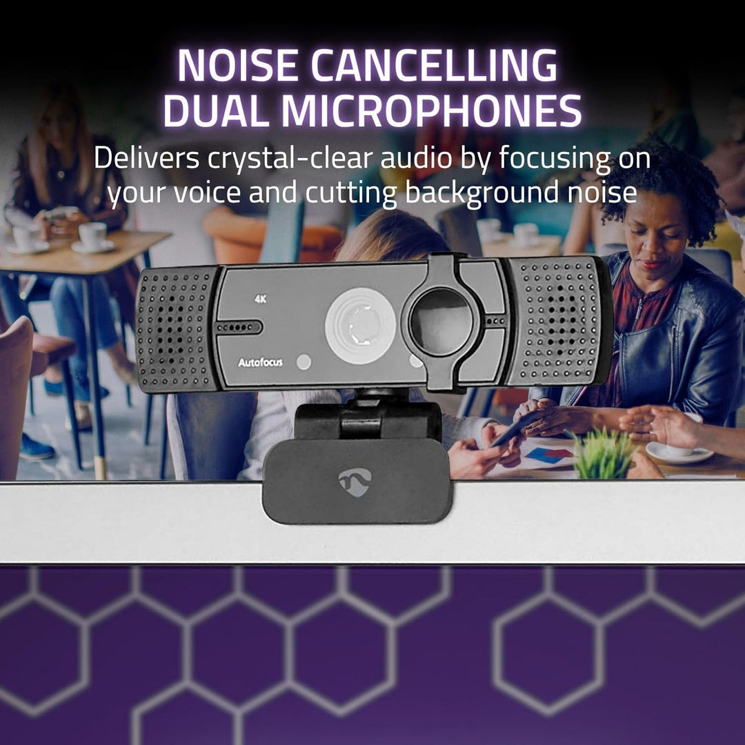 Nedis WCAM120BK Webcam | Full HD@60fps / 4K@30fps | Autofokus | Eingebautes Mikrofon | Schwarz