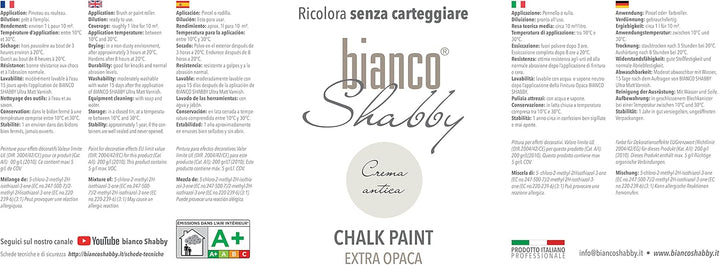 bianco Shabby® Crema Antica (Antike Creme) - (2,5 Liter) Chalk Paint Kreidefarbe auf Wasserbasis für