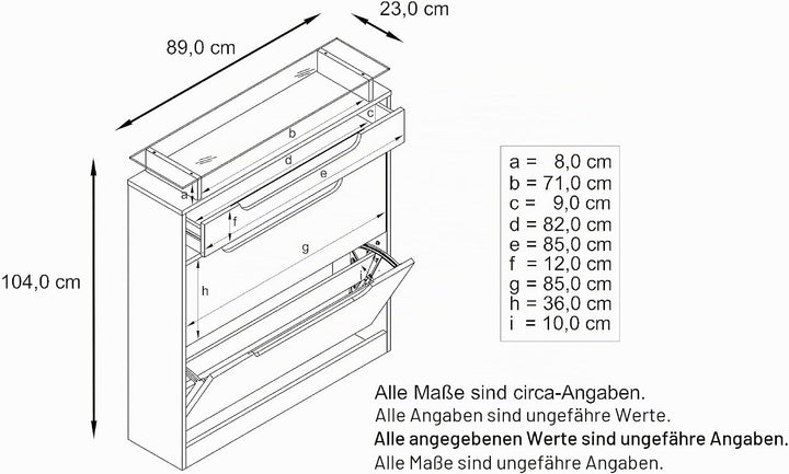 Vladon Schuhschrank Fiesta, Schwarz matt/Avola-Anthrazit/Schwarz Hochglanz - Schuhkipper für 16 Paar