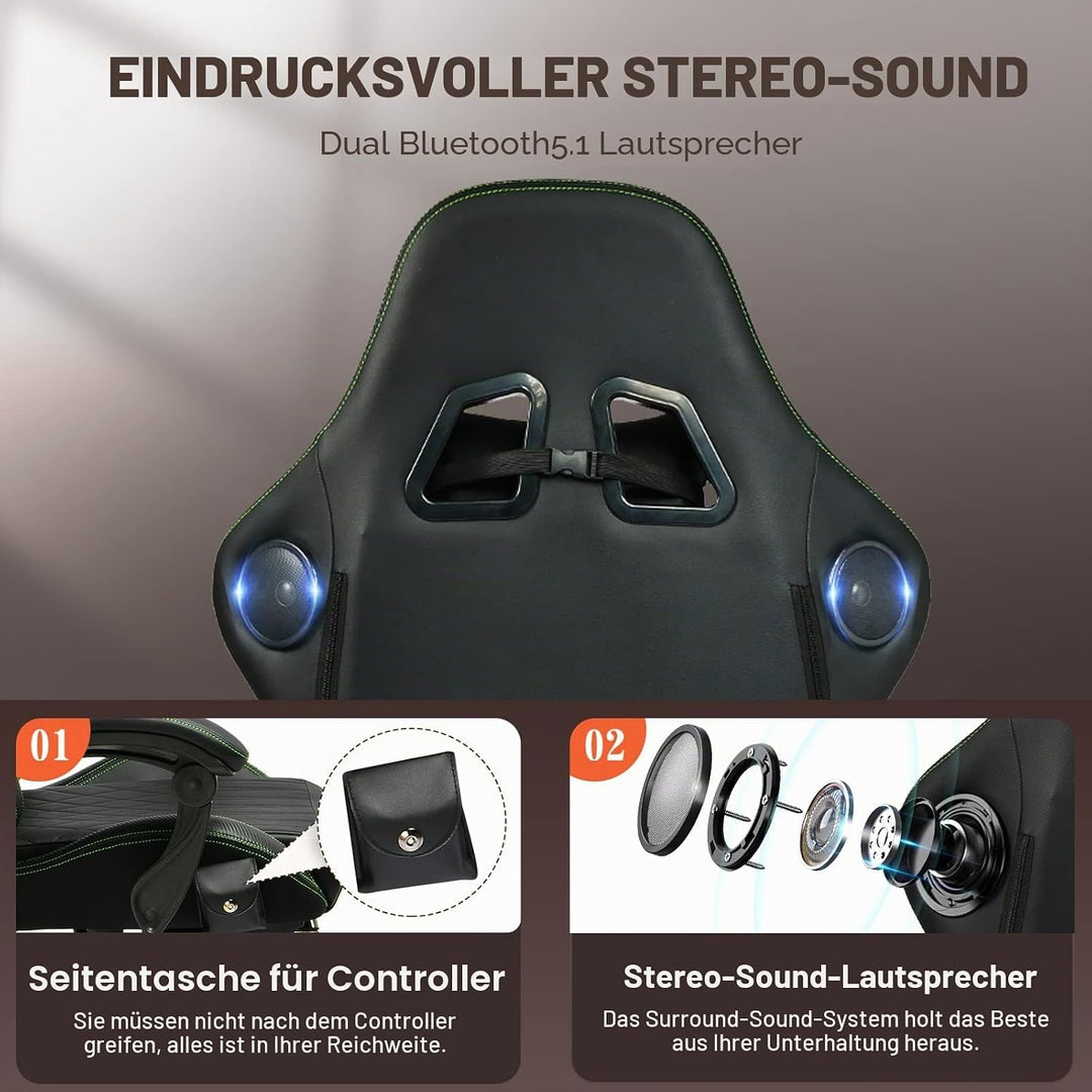 GTPLAYER Gaming Stuhl, Ergonomischer Gaming Sessel Schreibtischstuhl PC Gamer Racing Stuhl mit Fusss