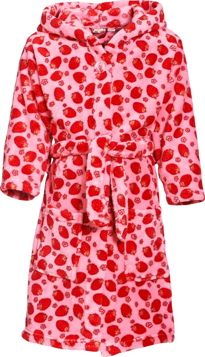 Playshoes Unisex Kinder Fleece-Bademantel Morgenmantel 86-92 Erdbeeren, 86-92 Erdbeeren