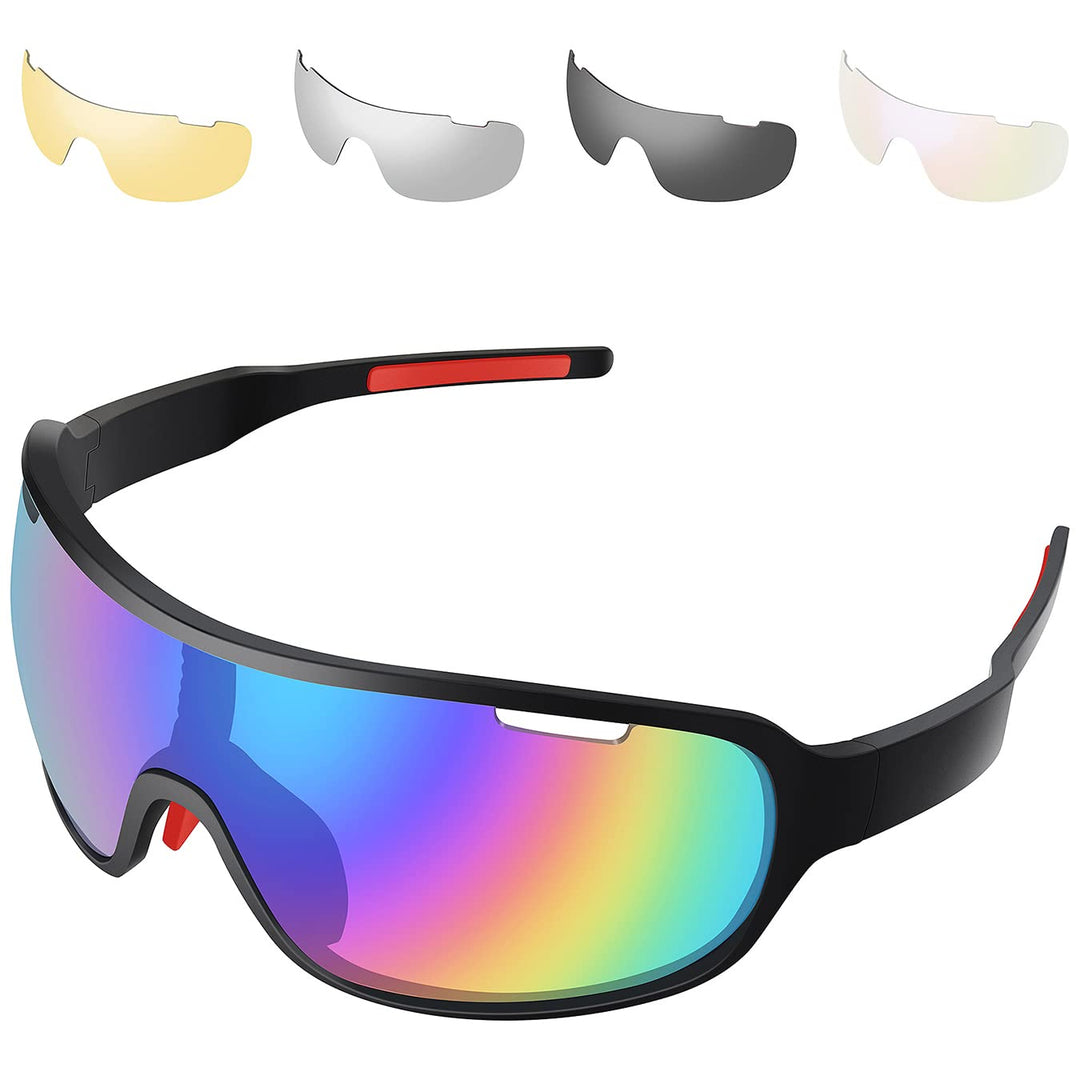 SAWUTPV Fahrradbrille Winddicht Herren Damen TR90 Rahmen Polarisiert Radfahren Ganzer Rahmen MTB Spo