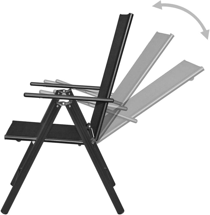 vidaXL 4X Gartenstuhl Alu 54x73x107 cm Klappstuhl Hochlehner Campingstuhl Stuhl Schwarz 4/4, Schwarz