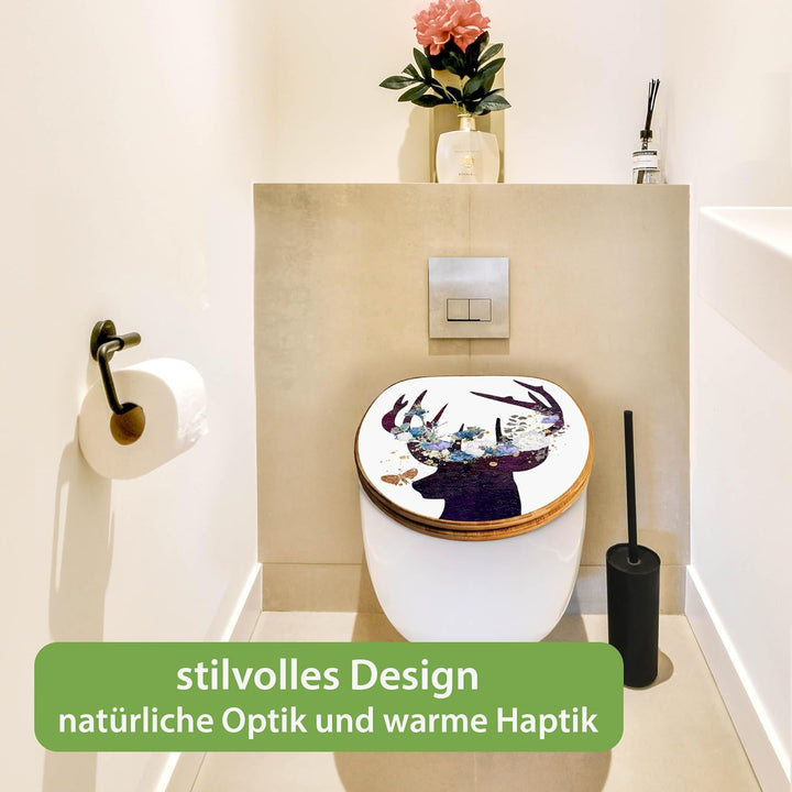 banjado Design WC Sitz Bambus Absenkautomatik 45,8x37,5cm - Toilettendeckel mit Absenkautomatik Holz