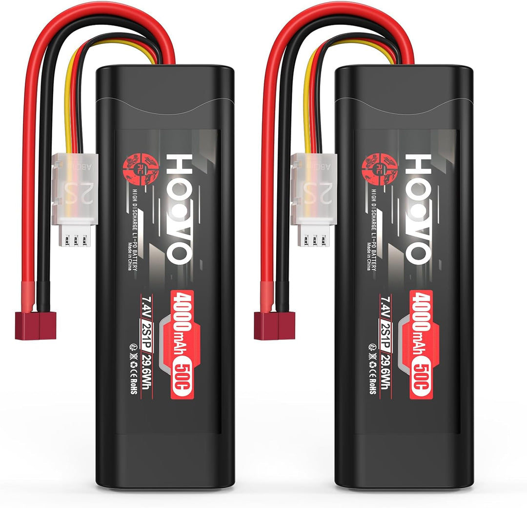 HOOVO 2S RC Batterie 7,4V 50C 4000mAh LiPo Akku mit Deans Stecker Batterie für RC Car RC Truck RC Bo