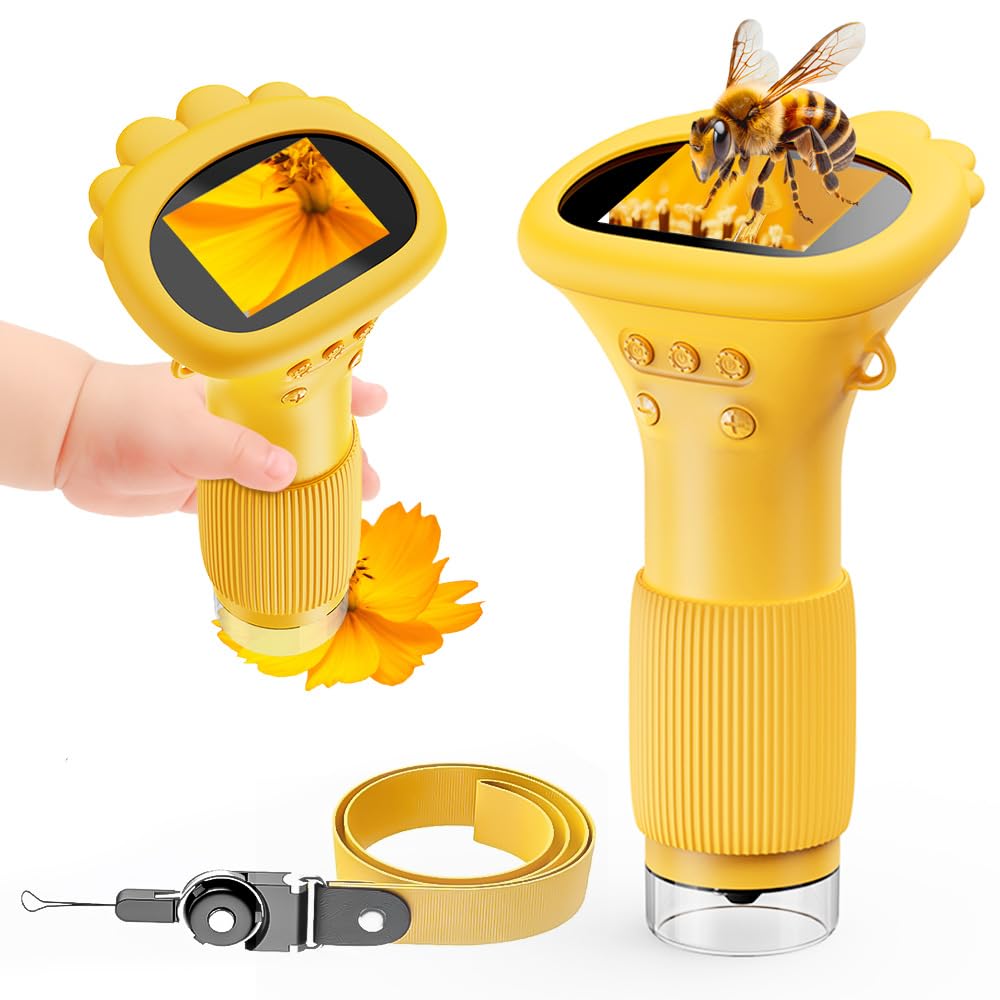 Mikroskop Handy für Kinder, Prabensei 2,0-Zoll 1000X KinderMikroskop, USB Mikroskop mit 8 einstellba