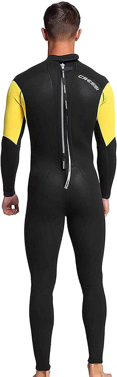 Cressi Morea Herren - Neoprenanzug 3mm für alle Wassersportarten XL/5 Schwarz/Gelb/Silber, XL/5 Schw