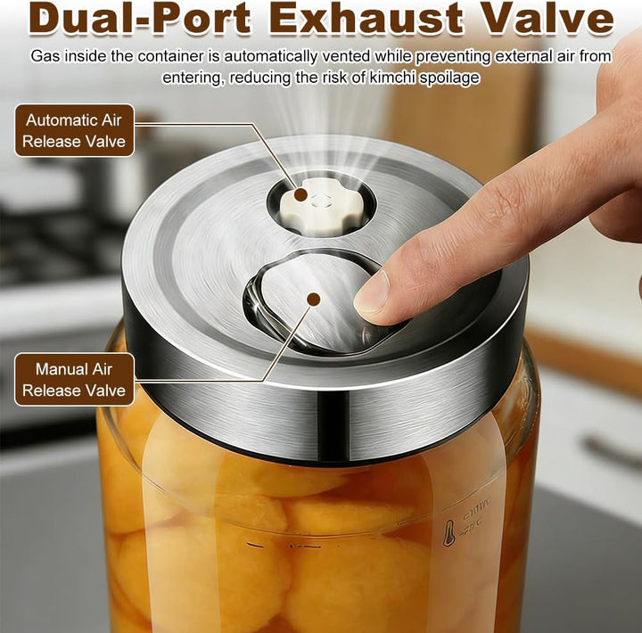 Fermentiergläser mit Deckel, 1L Grosses Gärglas mit Entlüftungsventil, Fermentationsglas, Kimchi Beh