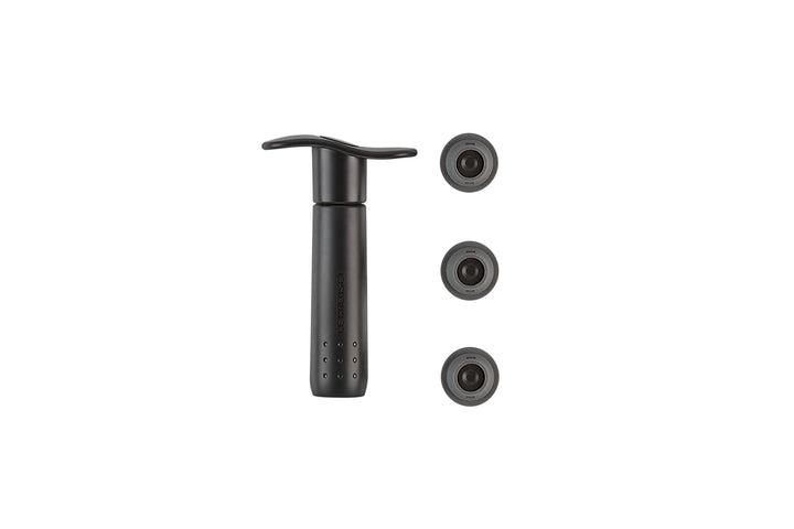 Le Creuset, Weinpumpen-Set inkl. 3 Verschlüssen, WA 137, Schwarz matt, 49200000008200, Schwarz Matt