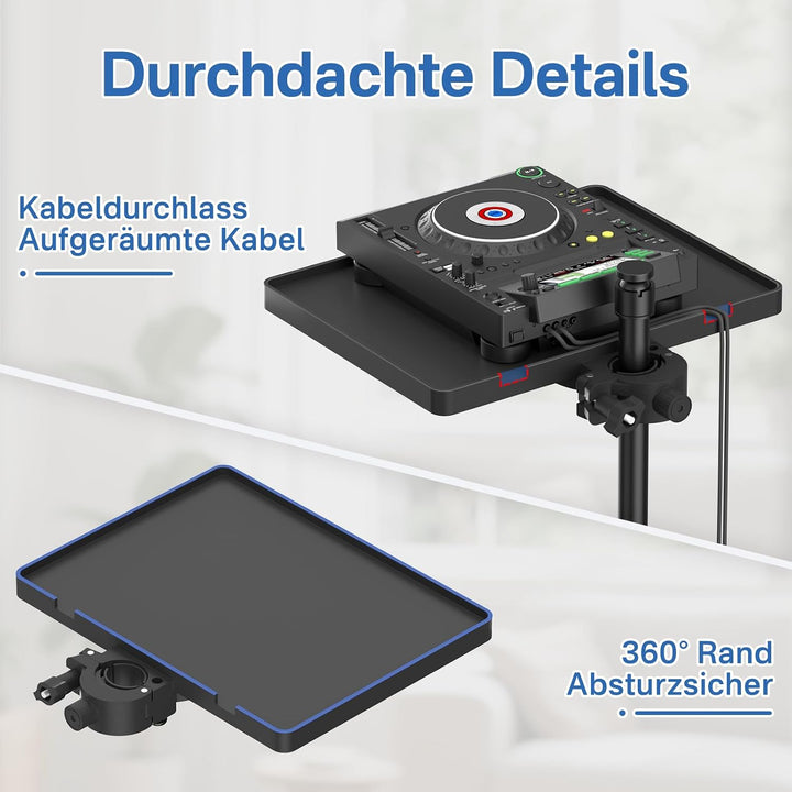 Funktionale Mikrofonständer-Ablage mit verstellbarer Mikrofonständer-Handyhalterung – 8,7"x6,5" Mikr