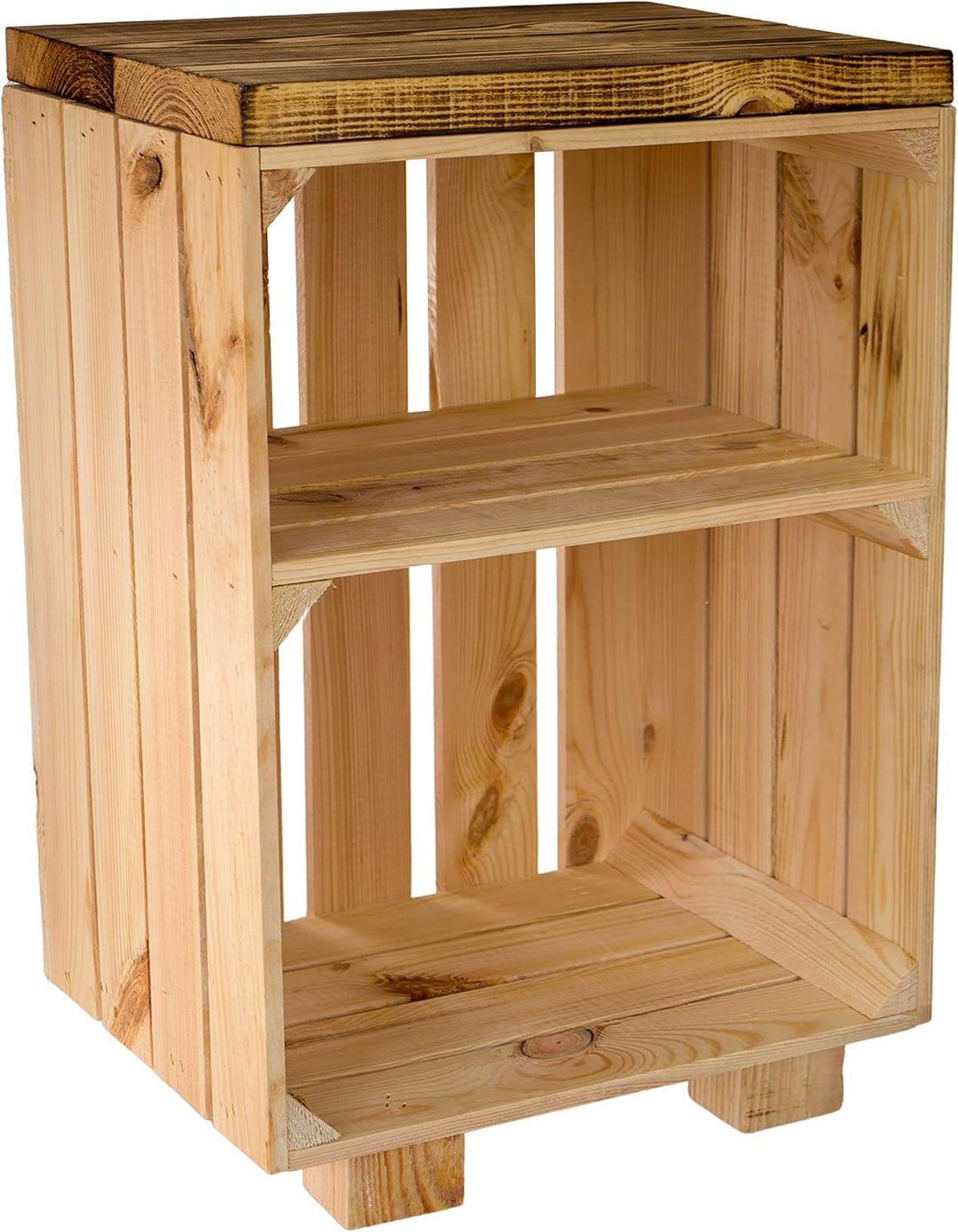 Kistenkolli Altes Land Nachttisch Abstelltisch weiss/Natur/geflammt Masse ca 30x40x55cm Regalkiste F