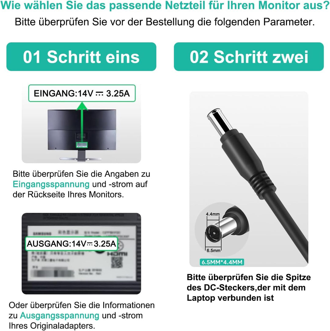 HKY 14V Netzteil Kompatibel mit Samsung SyncMaster LCD/TFT 770 760V 1501MP TV Monitor U28E590D S22D3