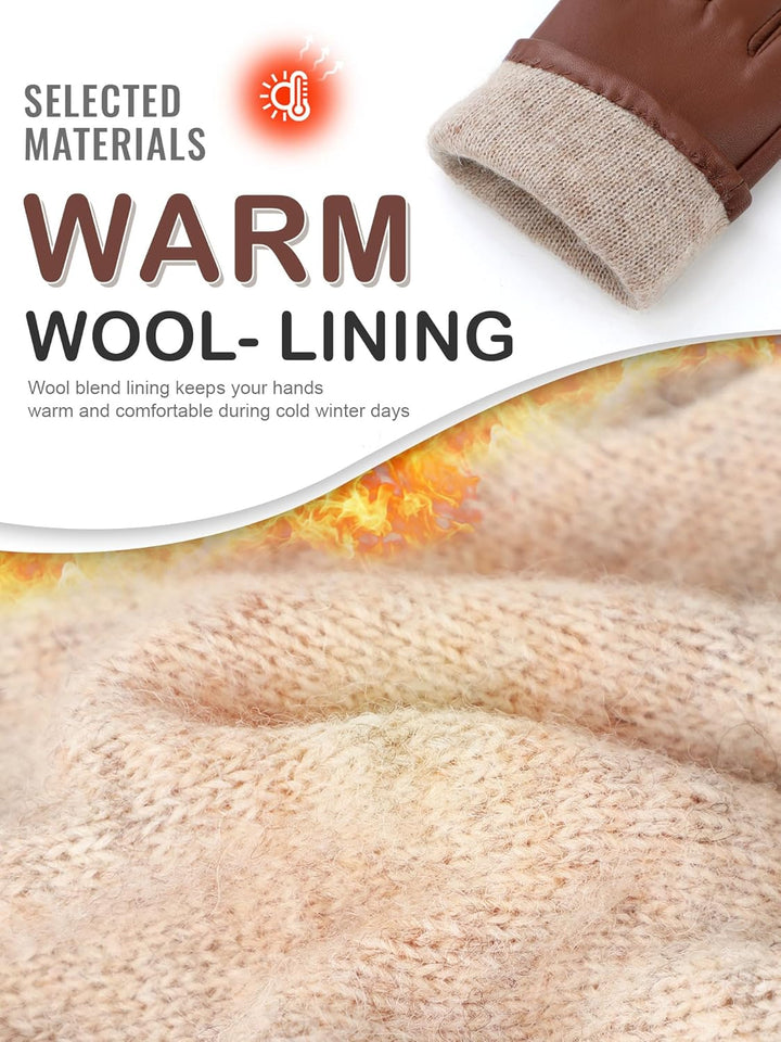 GSG SINCE 1998 Lederhandschuhe Damen aus chromfreiem Lammfell, Gefüttert mit Wolle/Kunstfell, Thermo