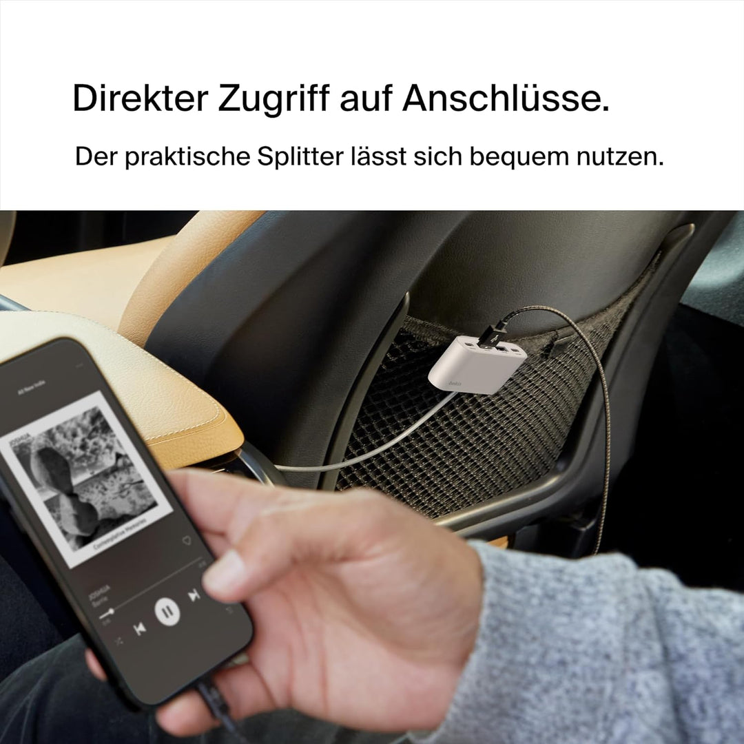 Belkin 4-Port USB-Splitter mit 2-m-Kabel, 2 USB-C- und 2 USB-A-Ports, USB-Adapter mit 30 W Leistung,