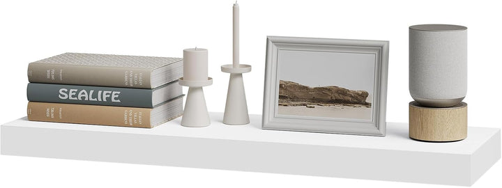 WOLTU Wandregal mit Schublade, Schweberegal Weiss, Regalbrett aus MDF, Wandboard für Wohnzimmer Schl