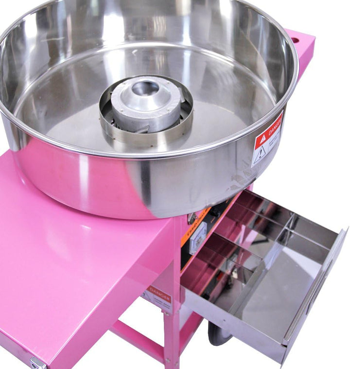 KUKOO Retro Zuckerwattemaschine Zuckerwattegerät Zuckerwatte mit passendem Wagen und Schubfach inkl.