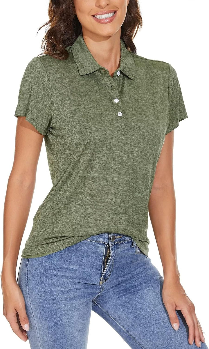MAGCOMSEN Damen Poloshirts Kurzarm Polohemd Schnelltrocknend Golf Tennis Shirts Leicht Sport T-Shirt