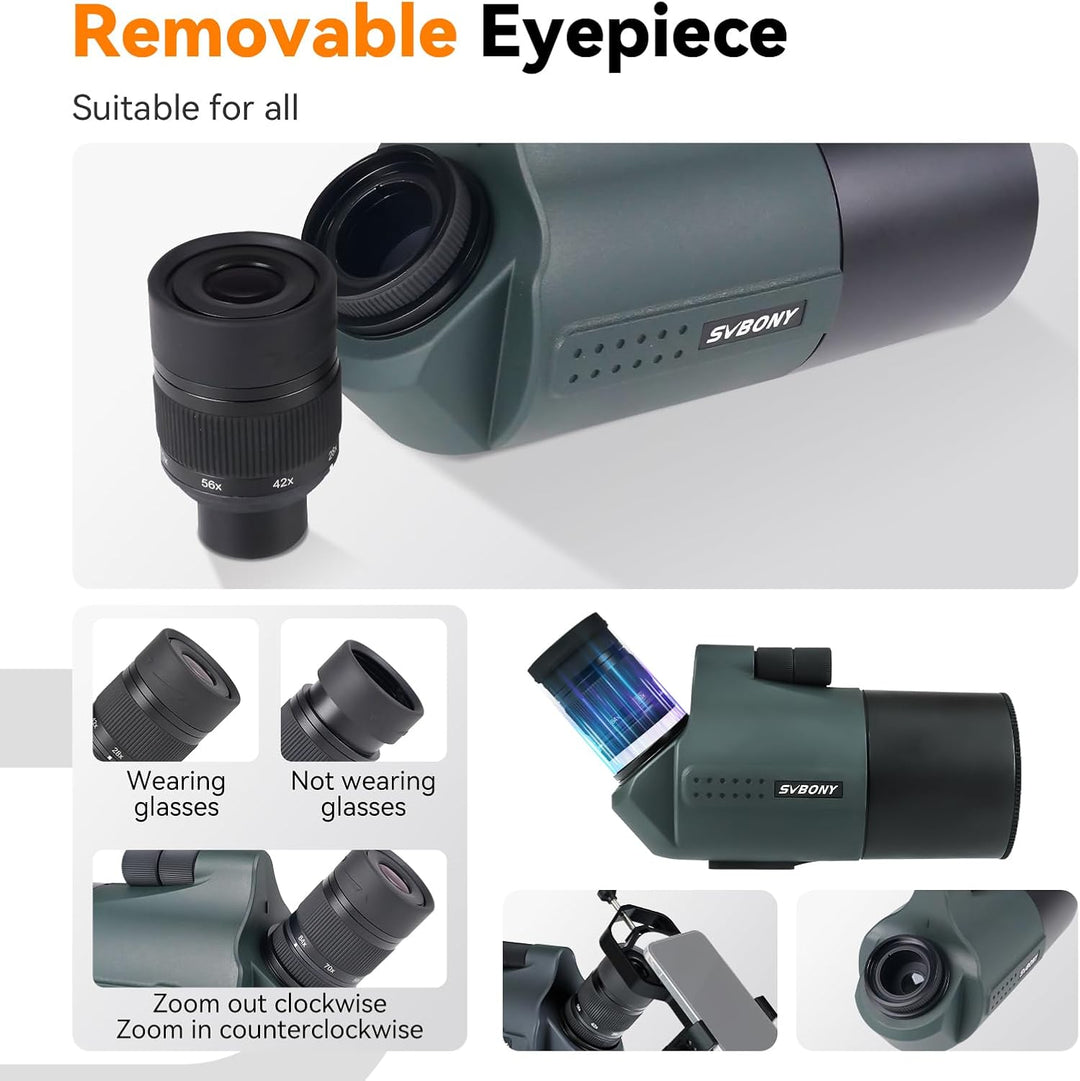 Svbony SV41Pro Mak Spektiv, 28-84X80 HD FMC Dual Speed Fokus, Kompatibel mit WLAN Kamera SC001 Digis