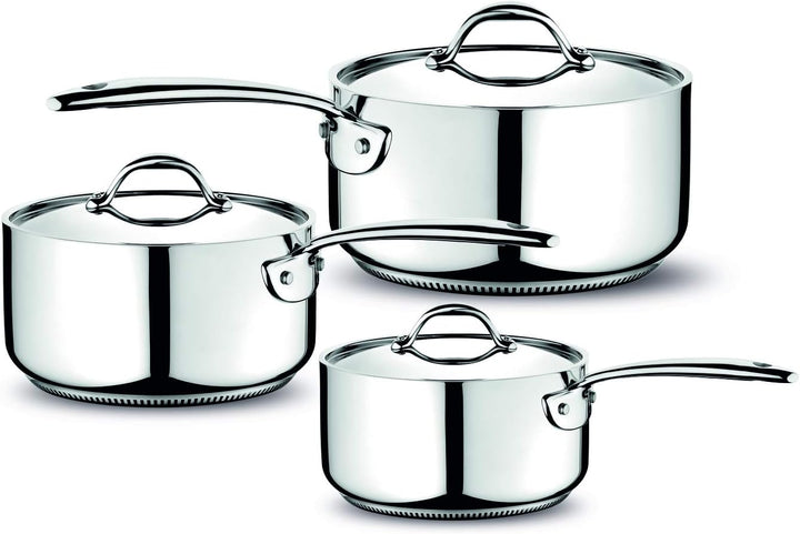 Lagostina Accademia Lagofusion Tiefe Kasserolle aus Edelstahl 18/10 mit Langem Griff, 20 cm Ø, Topf