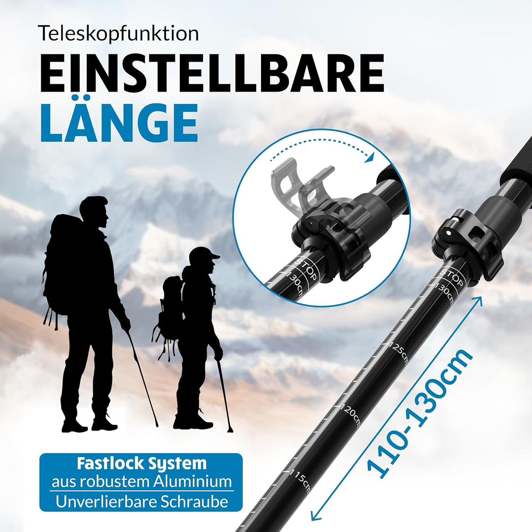 Terra Peak® Premium Wanderstöcke faltbar, ausziehbar & Ultra-leicht - GRATIS Mikrofaser-Handtuch - D