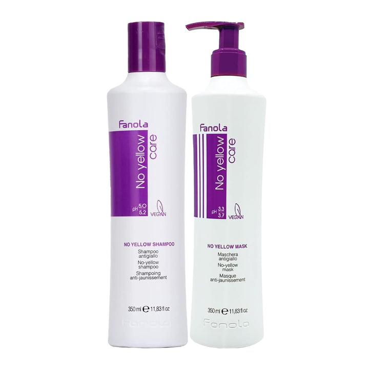 Fanola No yellow Silber-Glanz-Shampoo Anti-Gelbstich, 350 ml & No Yellow Mask neutralisiert Gelbtöne