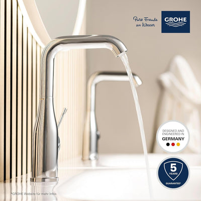 GROHE Essence - Einhand-Waschtischarmatur (wassersparend, Temperaturbegrenzer, L-Size), chrom, 23799