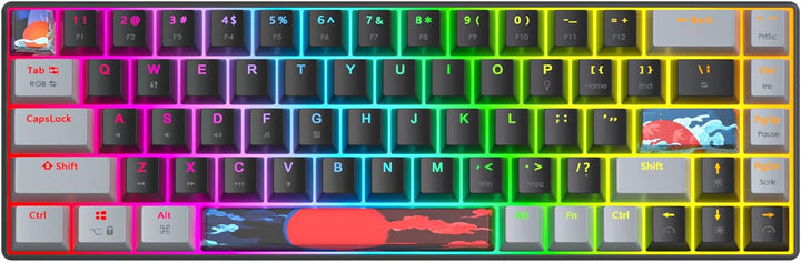 SOLIDEE Tragbare 65% mechanische Gaming-Tastatur,68 Tasten kompakte RGB LED-Hintergrundbeleuchtung,k