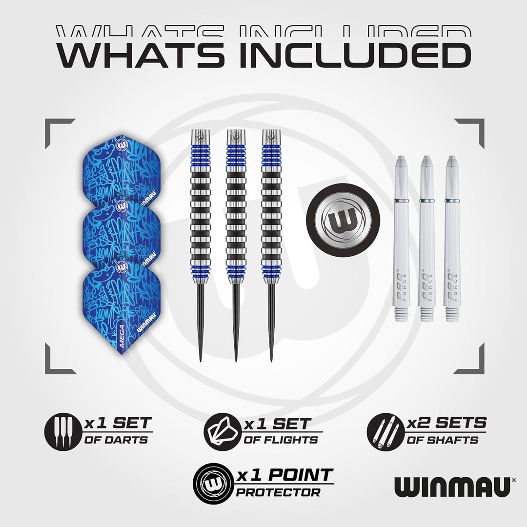 WINMAU Advance 500 Series Dartpfeile mit dartflüge und Dart stiele 22G Blau, 22G Blau