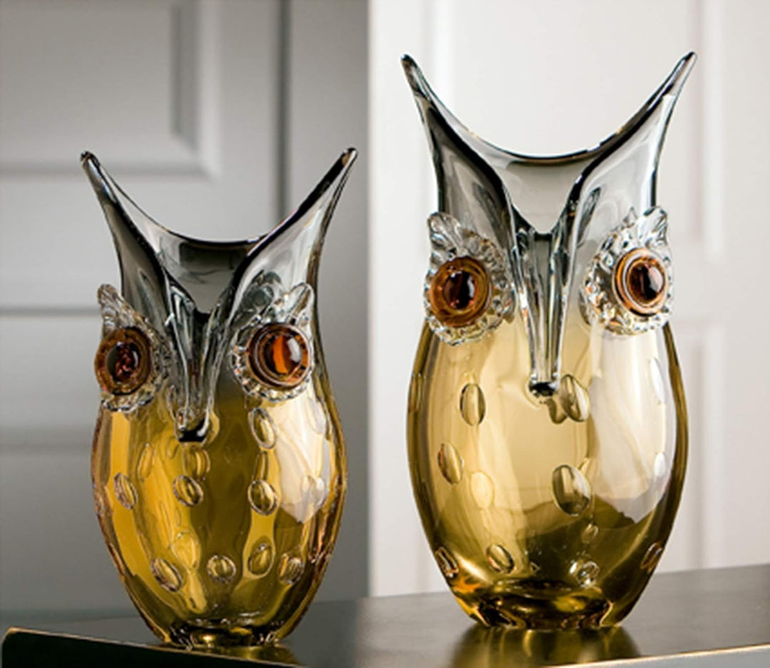 GILDE GLAS art Design-Vase Eule - Dekoobjekt handgefertigt aus Glas H 27 cm