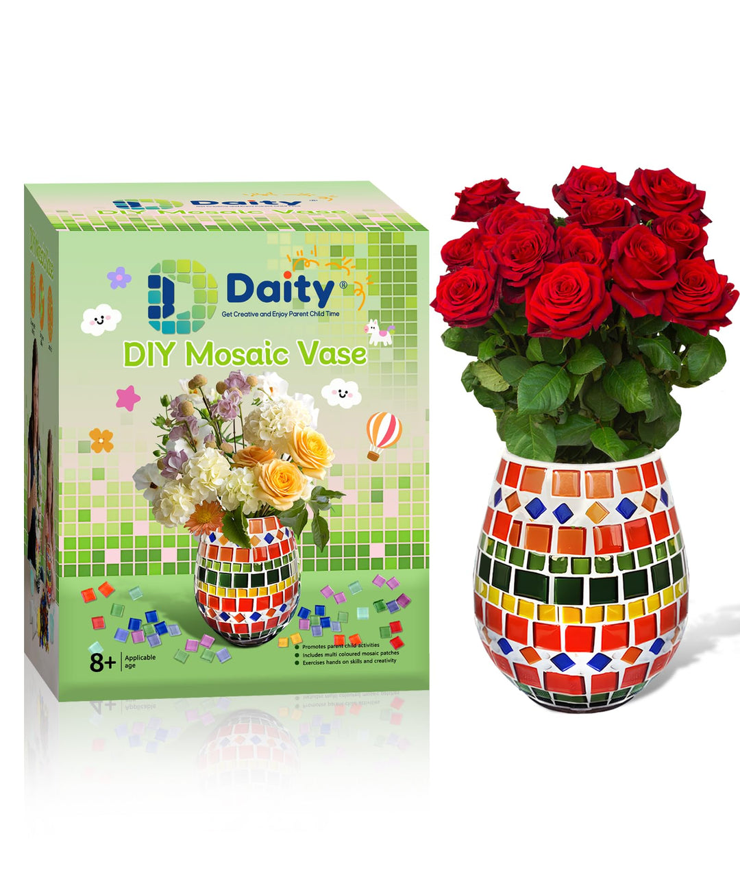 Mosaik bastelset Kinder Vase Glasmosaik Erwachsene Vase set mosaiksteine zum basteln set kann Wasser