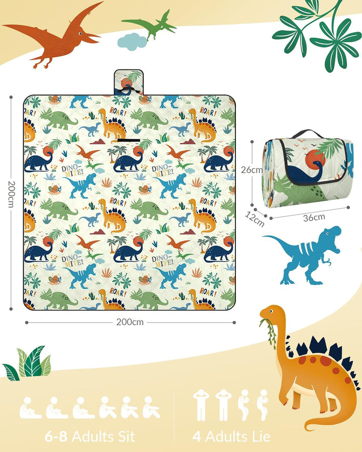 Kinder Picknickdecke Wasserdicht Faltbar, 200x200cm Tragbare Strandmatte Tier Maschine Waschbar, Gro