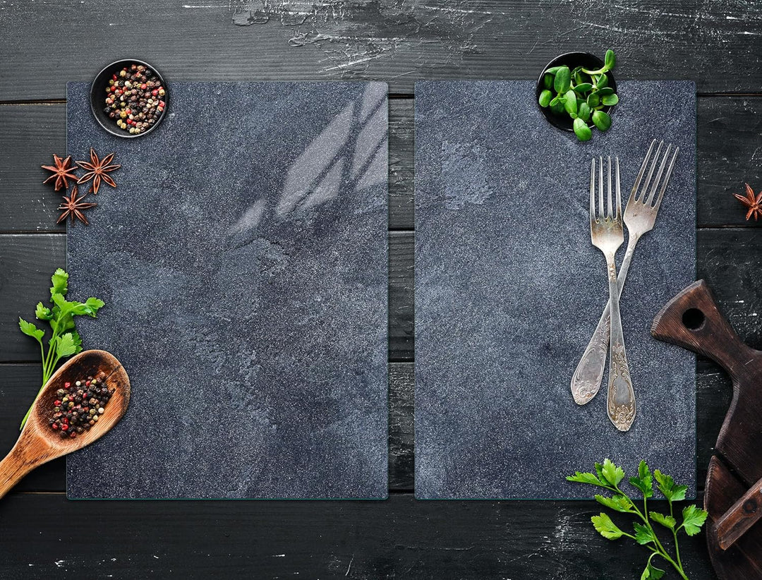 TMK ArtDeko Herdabdeckplatten Set 75x52 cm Ceranfeld Abdeckung Glas Spritzschutz Abdeckplatte Glaspl