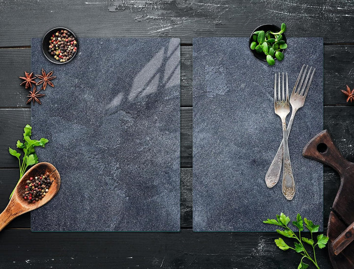 TMK ArtDeko Herdabdeckplatten Set 75x52 cm Ceranfeld Abdeckung Glas Spritzschutz Abdeckplatte Glaspl