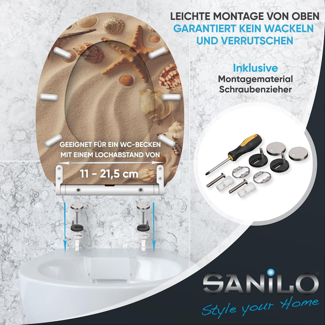 Sanilo WC-Sitz mit Absenkautomatik I Hochwertiger Toilettensitz aus Holz I Toilettendeckel in versch