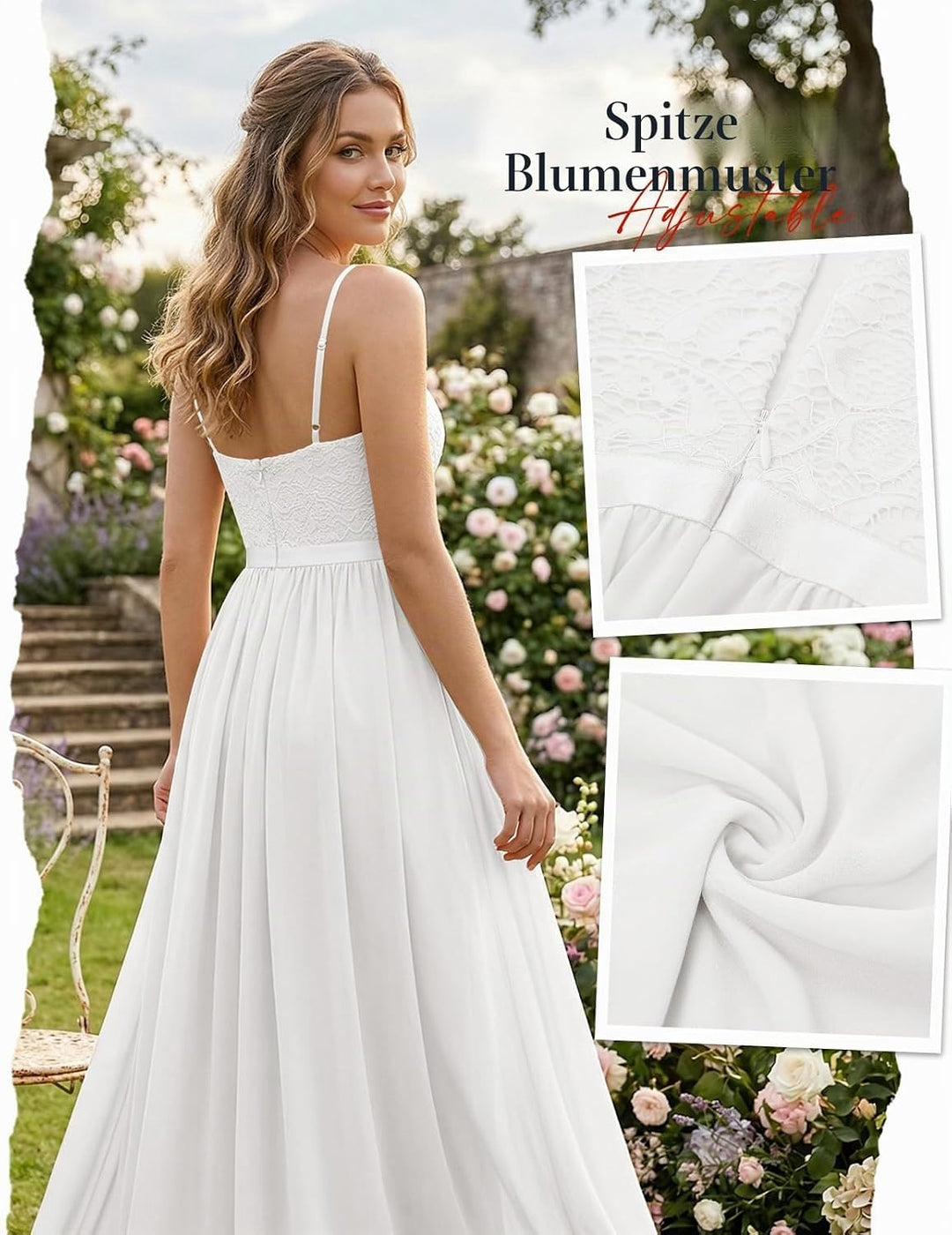 DRESSTELLS Abendkleider Elegant für Hochzeit Festlich Ballkleid Damen Lang Brautkleid Standesamt Bra