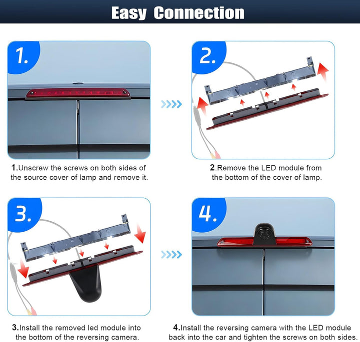720P HD Rückfahrkamera für Mercedes Sprinter 2006-2019 & VW Crafter 2007-2019, 140° Weitwinkel, IP67